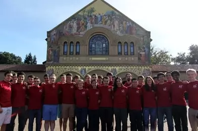 Photo of a group of students in front of Memorial Church